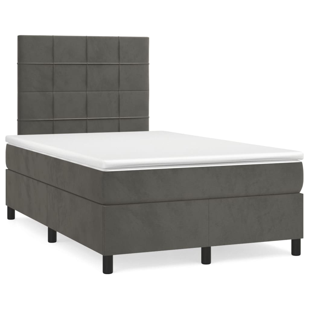 Giroletto a Molle con Materasso Grigio Scuro 120x190 cm Velluto | homemem39