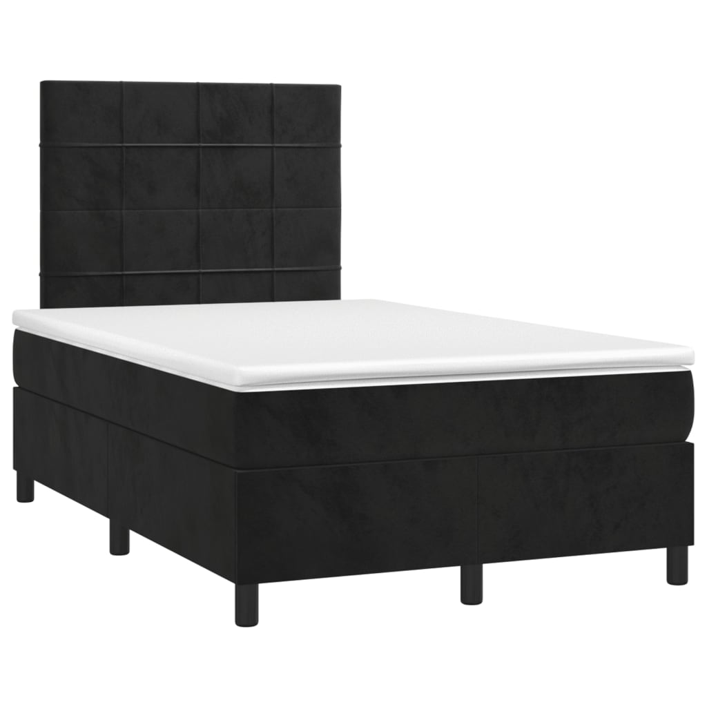 Giroletto a Molle con Materasso Nero 120x190 cm in Velluto | homemem39