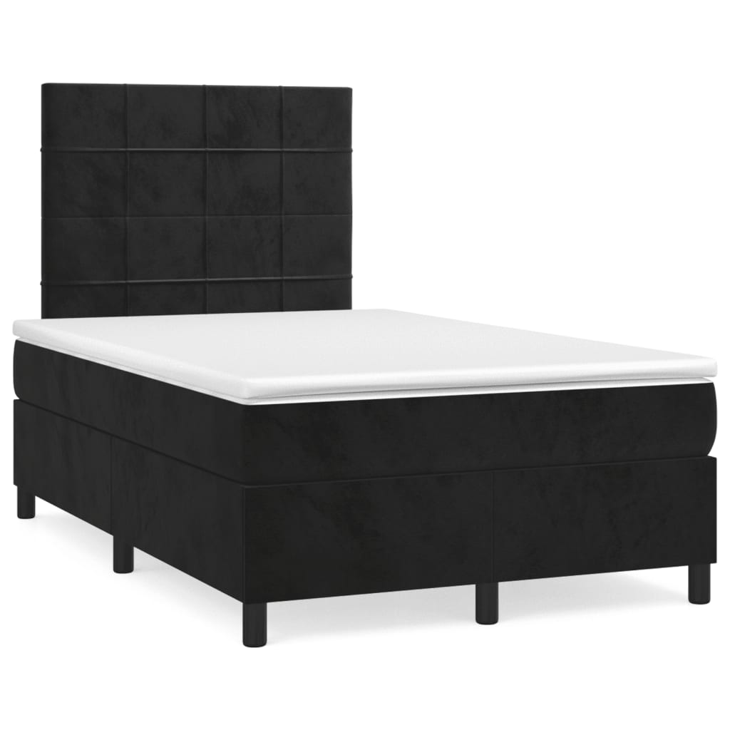 Giroletto a Molle con Materasso Nero 120x190 cm in Velluto | homemem39