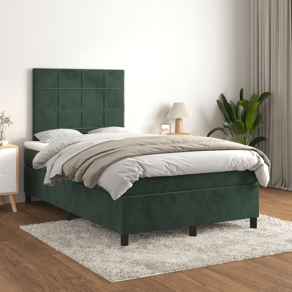 Giroletto a Molle con Materasso Verde Scuro 120x190 cm Velluto | homemem39