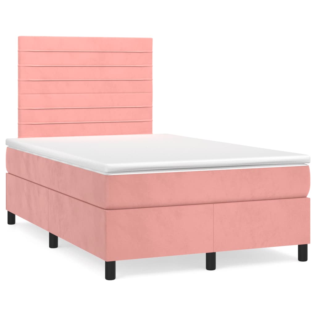 Giroletto a Molle con Materasso Rosa 120x190 cm in Velluto | homemem39