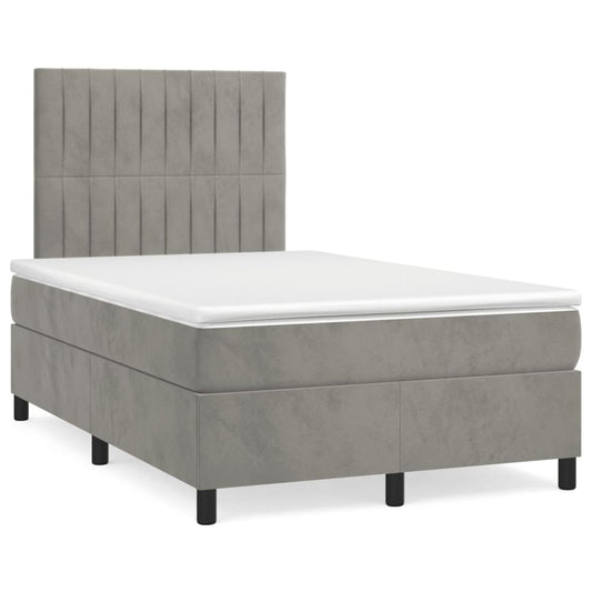 Giroletto a Molle con Materasso Grigio Chiaro 120x190cm Velluto | homemem39