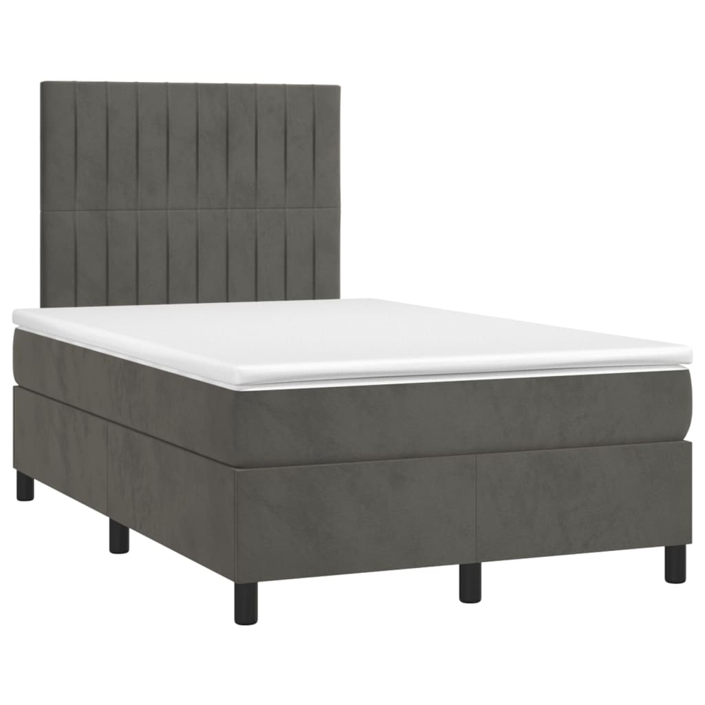 Giroletto a Molle con Materasso Grigio Scuro 120x190 cm Velluto | homemem39