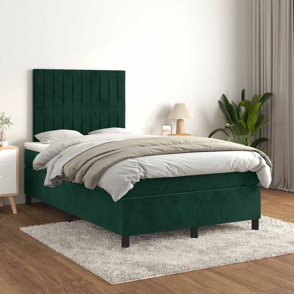 Giroletto a Molle con Materasso Verde Scuro 120x190 cm Velluto | homemem39