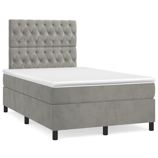 Giroletto a Molle con Materasso Grigio Chiaro 120x190cm Velluto | homemem39