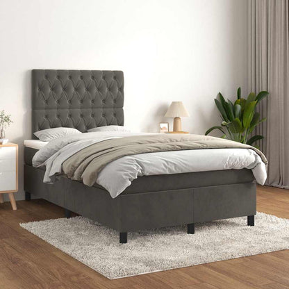 Giroletto a Molle con Materasso Grigio Scuro 120x190 cm Velluto | homemem39