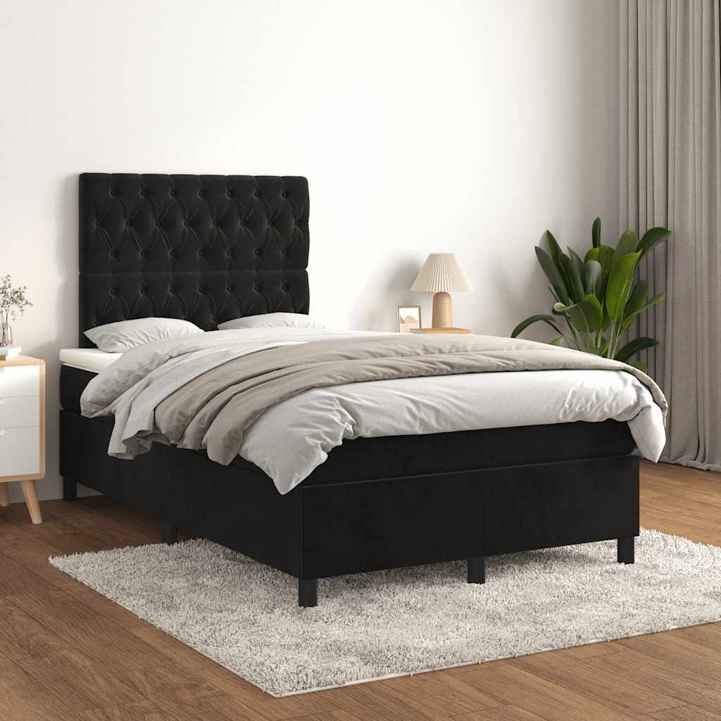 Giroletto a Molle con Materasso Nero 120x190 cm in Velluto | homemem39