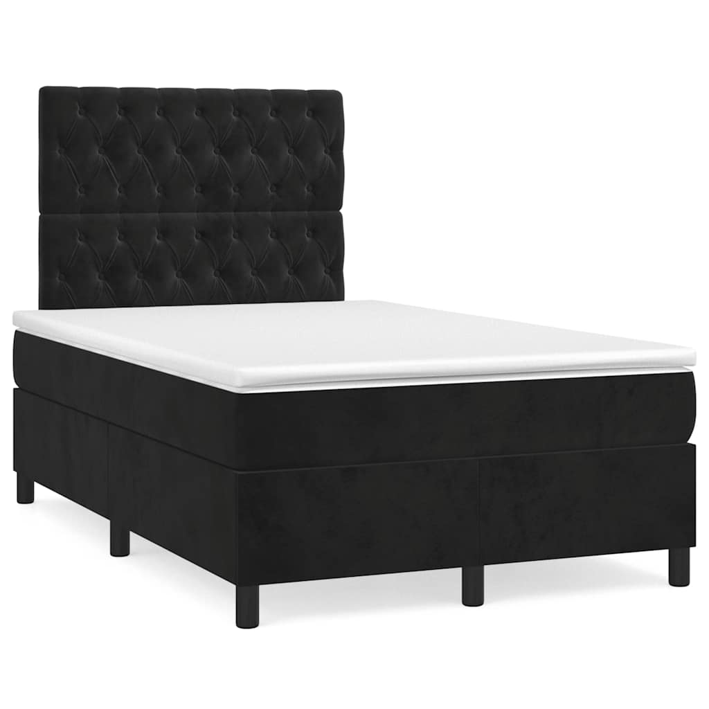 Giroletto a Molle con Materasso Nero 120x190 cm in Velluto | homemem39