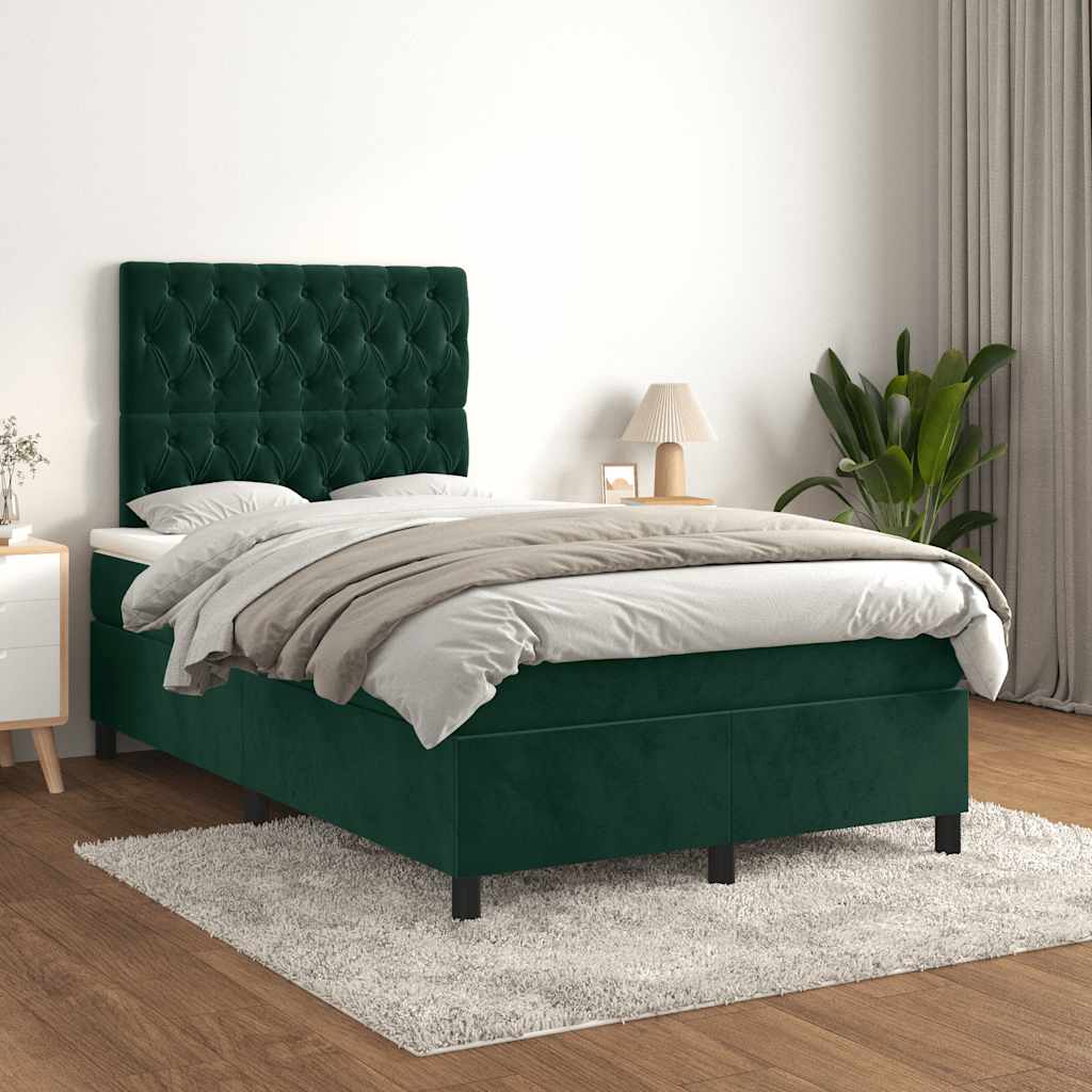 Giroletto a Molle con Materasso Verde Scuro 120x190 cm Velluto | homemem39