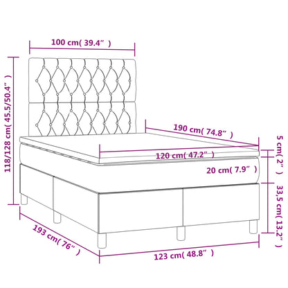 Giroletto a Molle con Materasso Blu Scuro 120x190 cm in Velluto