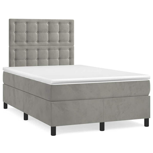 Giroletto a Molle con Materasso Grigio Chiaro 120x190cm Velluto