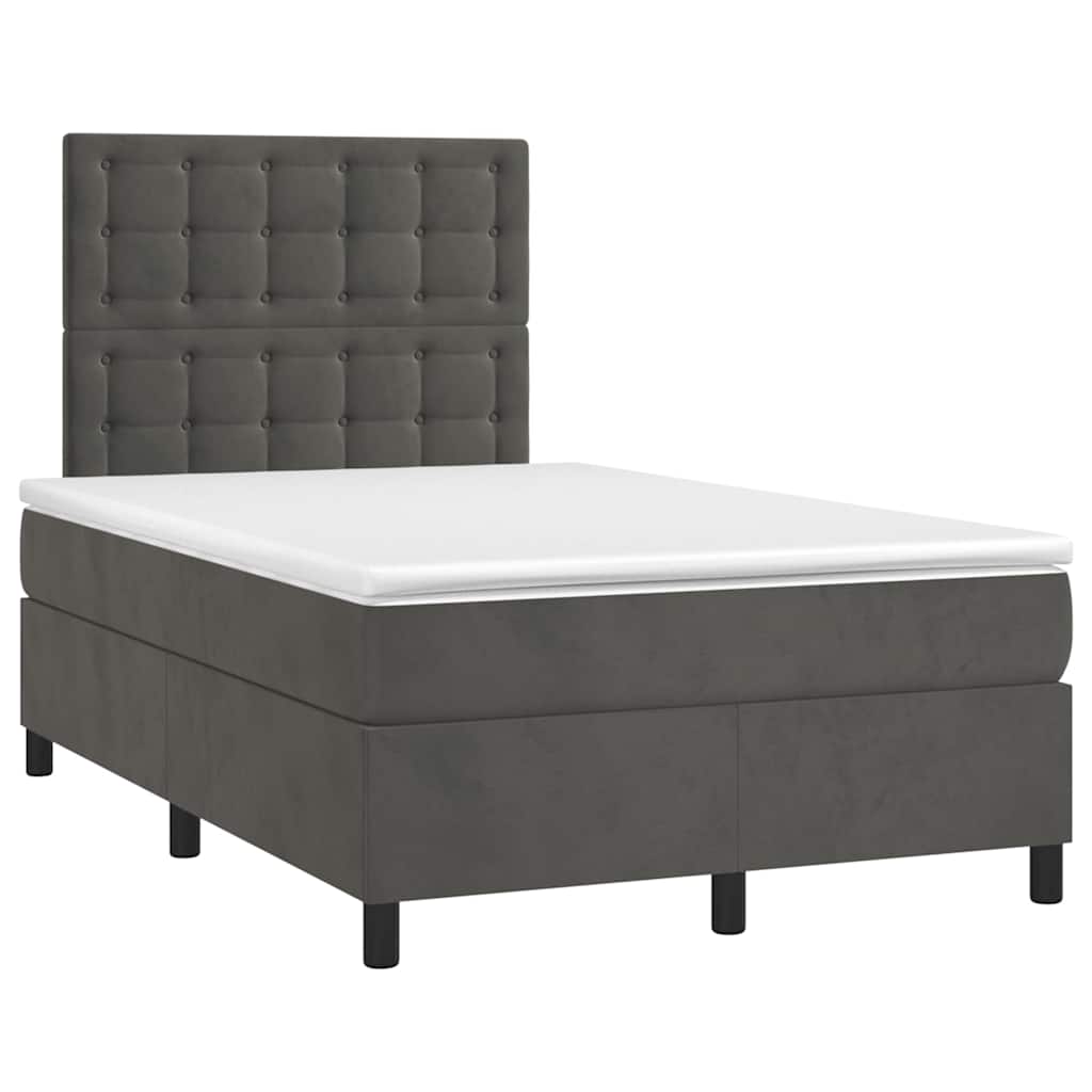 Giroletto a Molle con Materasso Grigio Scuro 120x190 cm Velluto | homemem39