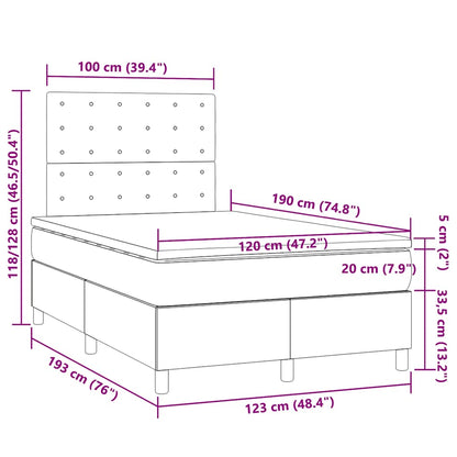 Giroletto a Molle con Materasso Grigio Scuro 120x190 cm Velluto | homemem39