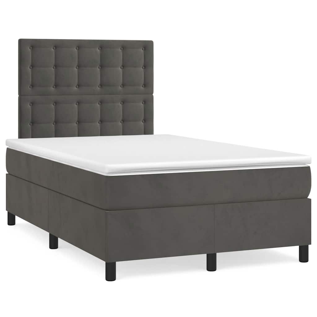 Giroletto a Molle con Materasso Grigio Scuro 120x190 cm Velluto | homemem39