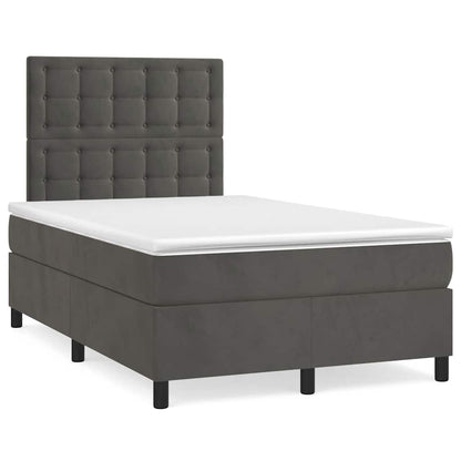 Giroletto a Molle con Materasso Grigio Scuro 120x190 cm Velluto | homemem39