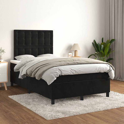 Giroletto a Molle con Materasso Nero 120x190 cm in Velluto | homemem39