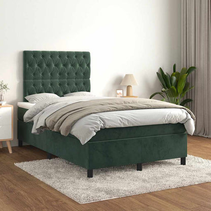 Giroletto a Molle con Materasso Verde Scuro 120x190 cm Velluto | homemem39