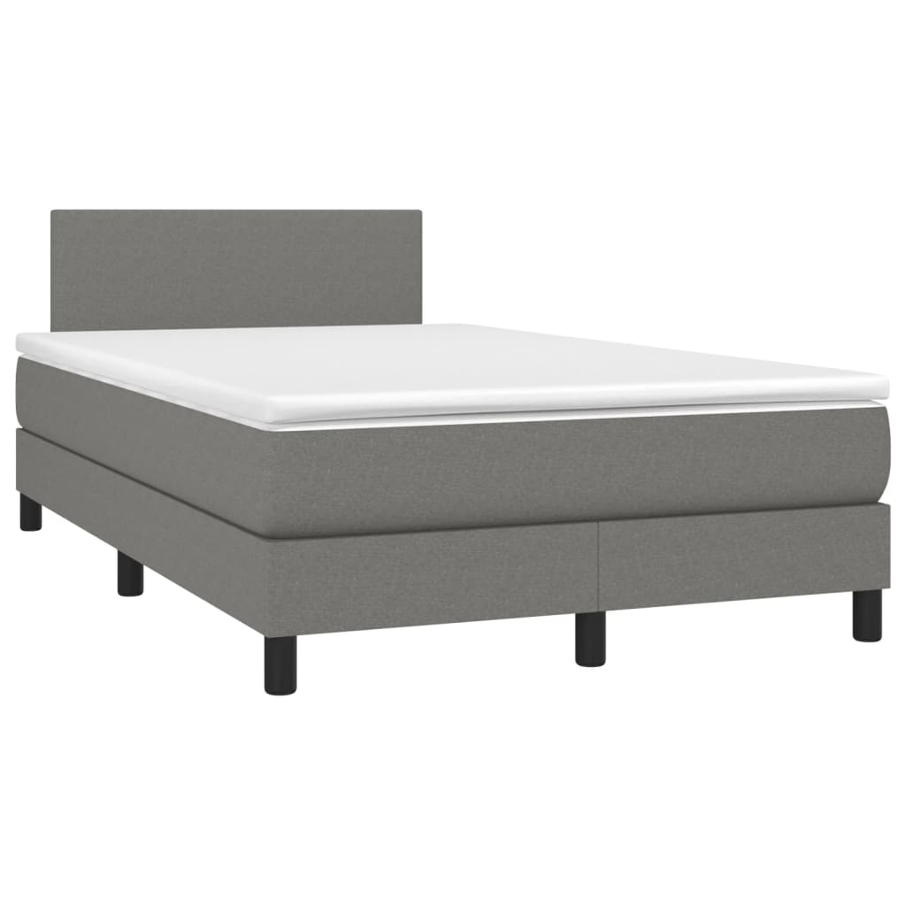 Letto a Molle Materasso e LED Grigio Scuro 120x190cm in Tessuto - homemem39