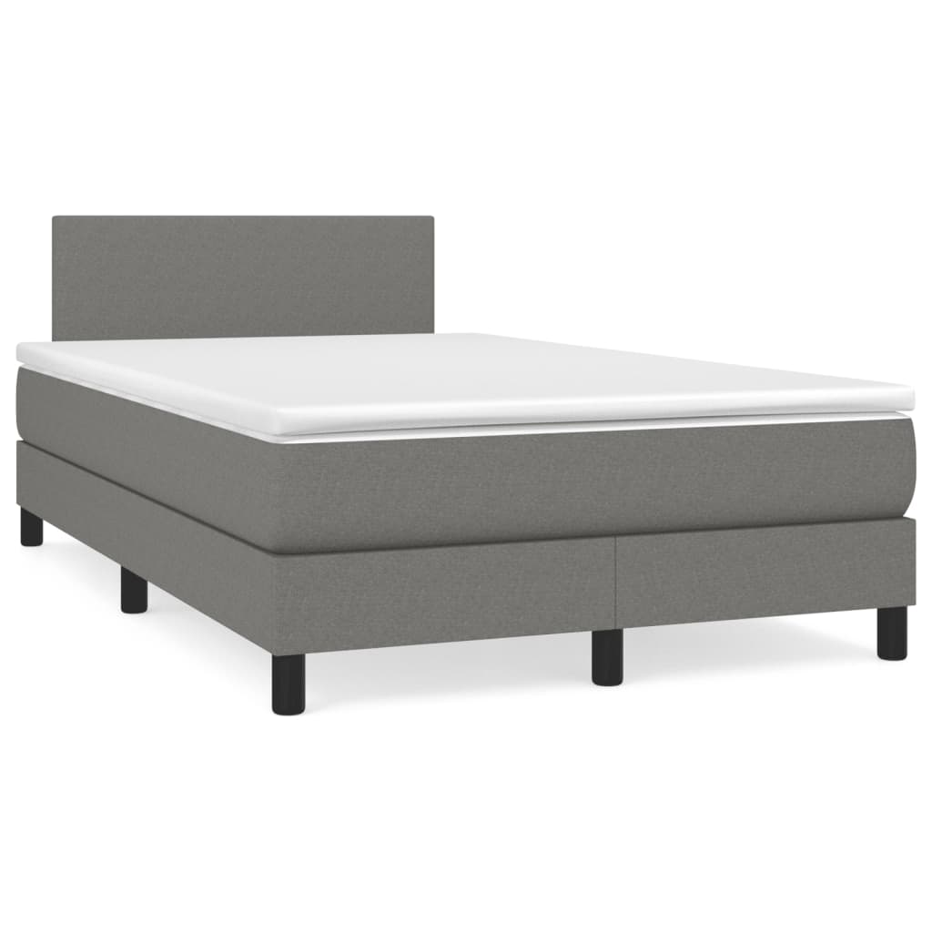 Letto a Molle Materasso e LED Grigio Scuro 120x190cm in Tessuto - homemem39