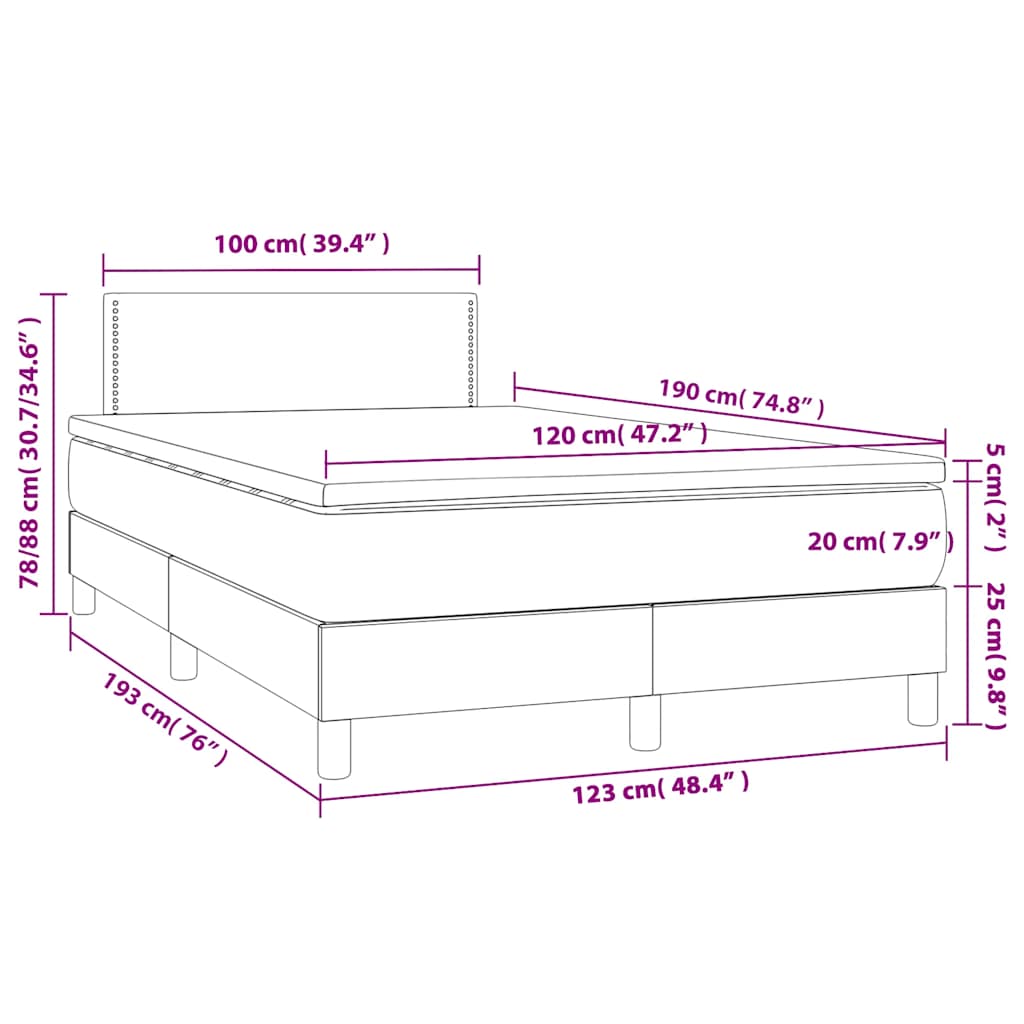 Letto a Molle con Materasso e LED Nero 120x190 cm in Tessuto | homemem39