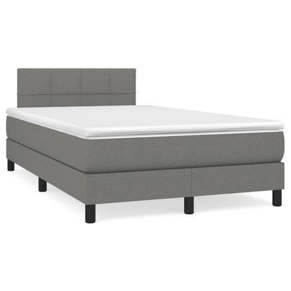 Letto a Molle Materasso e LED Grigio Scuro 120x190cm in Tessuto - homemem39