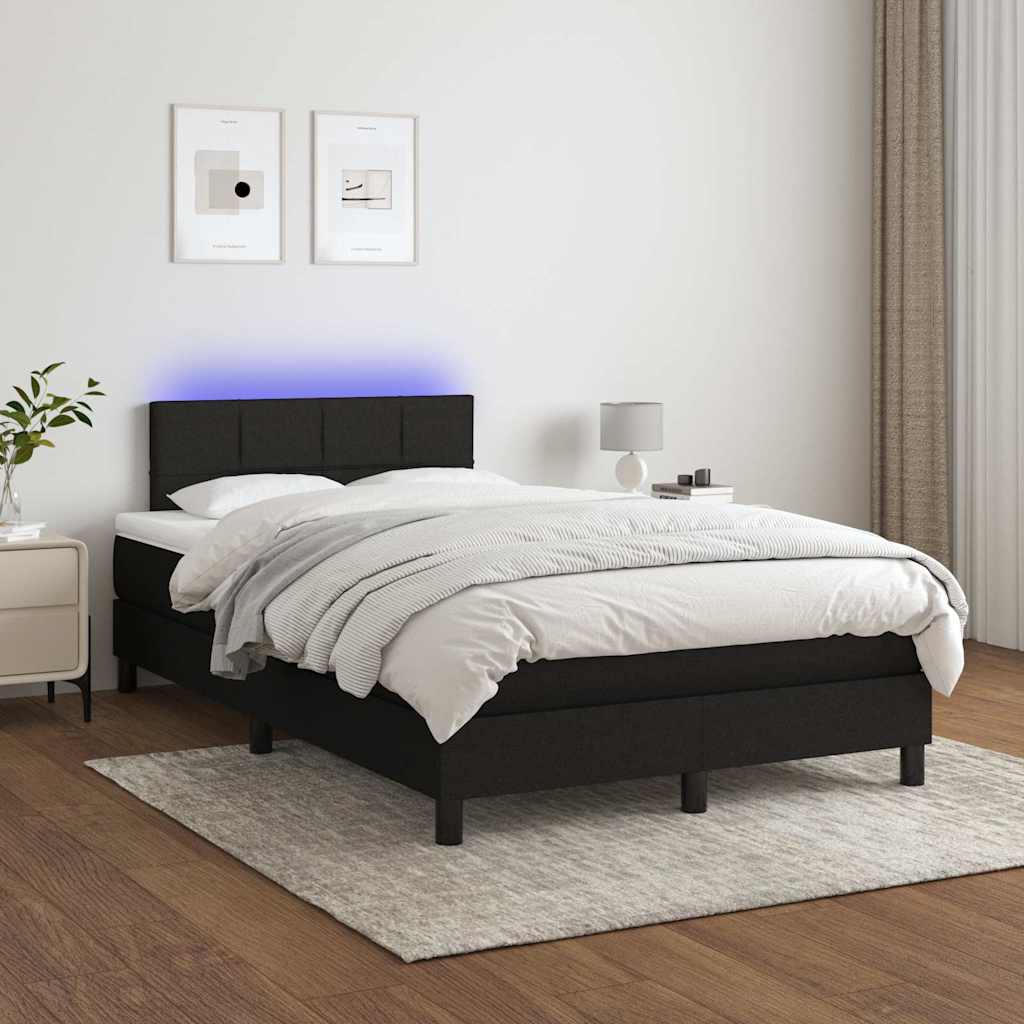 Letto a Molle con Materasso e LED Nero 120x190 cm in Tessuto | homemem39