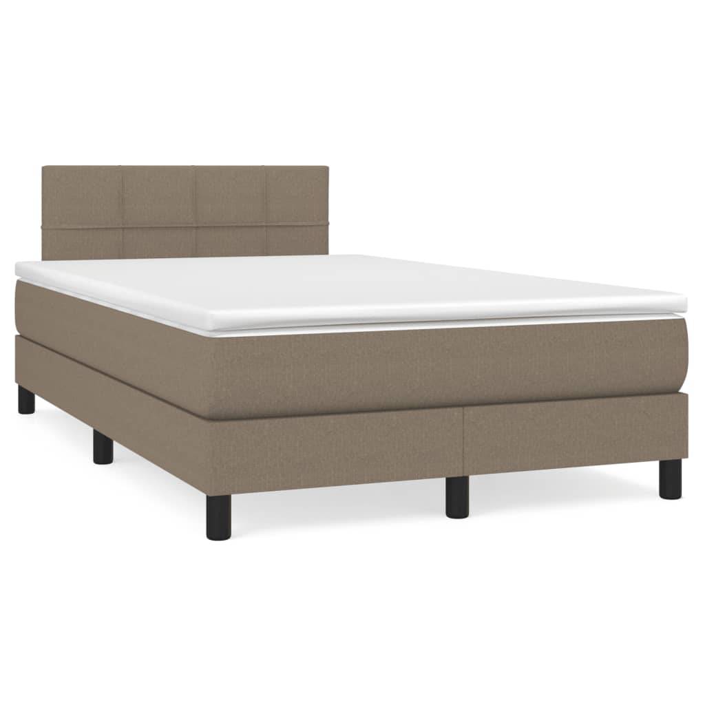 Letto a Molle con Materasso e LED Tortora 120x190 cm in Tessuto - homemem39