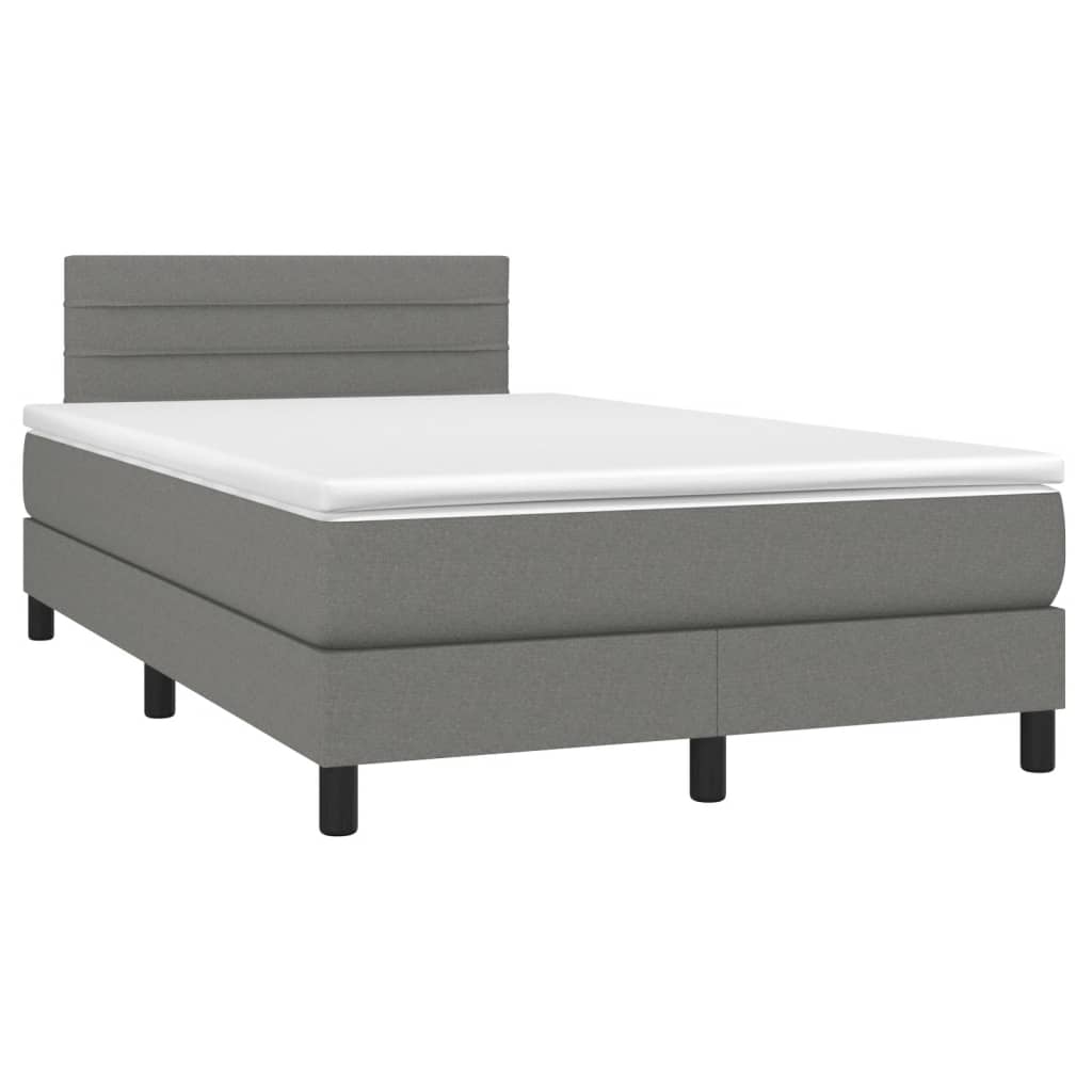 Letto a Molle Materasso e LED Grigio Scuro 120x190cm in Tessuto - homemem39