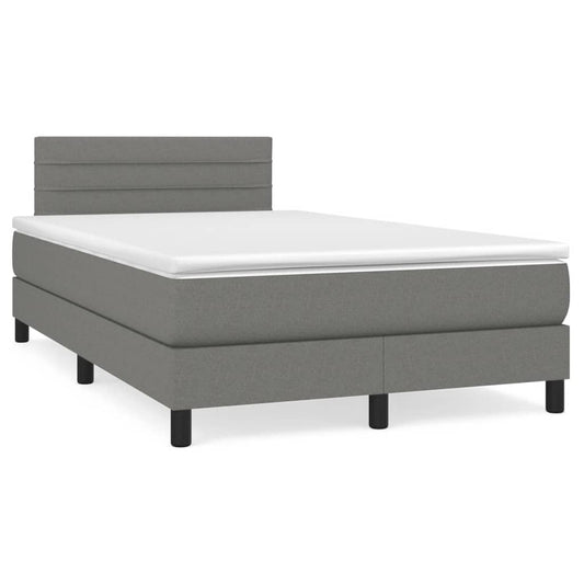 Letto a Molle Materasso e LED Grigio Scuro 120x190cm in Tessuto - homemem39