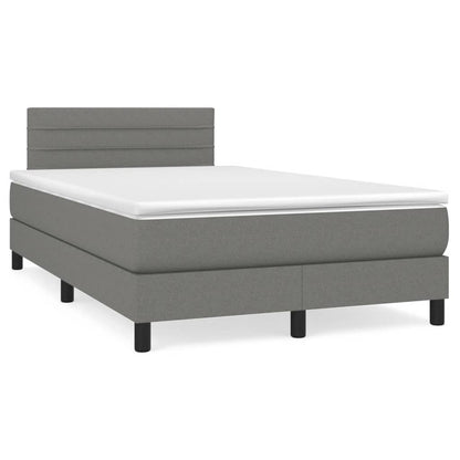 Letto a Molle Materasso e LED Grigio Scuro 120x190cm in Tessuto
