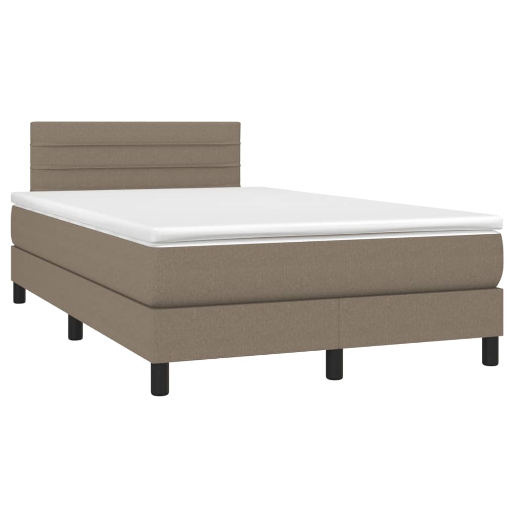 Letto a Molle con Materasso e LED Tortora 120x190 cm in Tessuto - homemem39