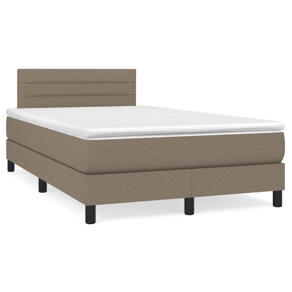 Letto a Molle con Materasso e LED Tortora 120x190 cm in Tessuto - homemem39
