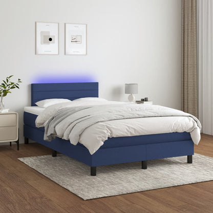 Letto a Molle con Materasso e LED Blu 120x190 cm in Tessuto | homemem39