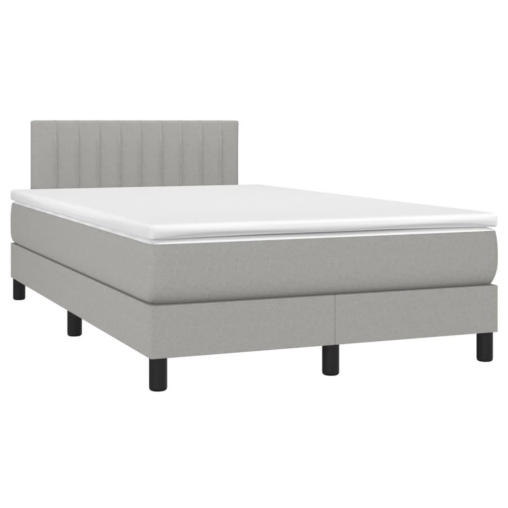 Letto a Molle Materasso e LED Grigio Chiaro 120x190 cm Tessuto - homemem39