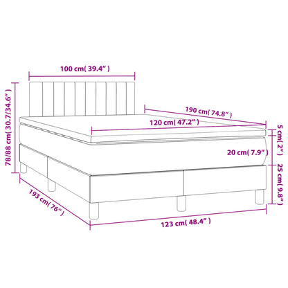 Letto a Molle con Materasso e LED Tortora 120x190 cm in Tessuto