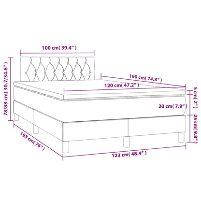 Letto a Molle con Materasso e LED Nero 120x190 cm in Tessuto