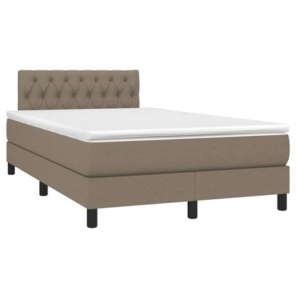 Letto a Molle con Materasso e LED Tortora 120x190 cm in Tessuto