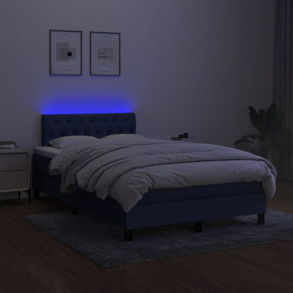 Letto a Molle con Materasso e LED Blu 120x190 cm in Tessuto