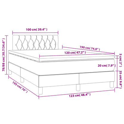 Letto a Molle con Materasso e LED Blu 120x190 cm in Tessuto | homemem39
