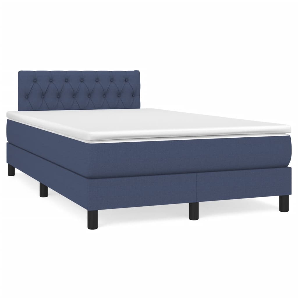 Letto a Molle con Materasso e LED Blu 120x190 cm in Tessuto | homemem39