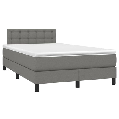 Letto a Molle Materasso e LED Grigio Scuro 120x190cm in Tessuto