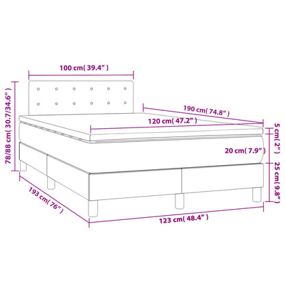 Letto a Molle Materasso e LED Grigio Scuro 120x190cm in Tessuto