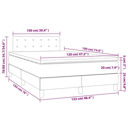 Letto a Molle con Materasso e LED Nero 120x190 cm in Tessuto
