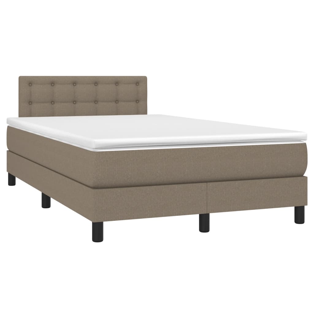 Letto a Molle con Materasso e LED Tortora 120x190 cm in Tessuto | homemem39