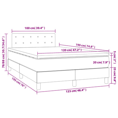Letto a Molle con Materasso e LED Tortora 120x190 cm in Tessuto