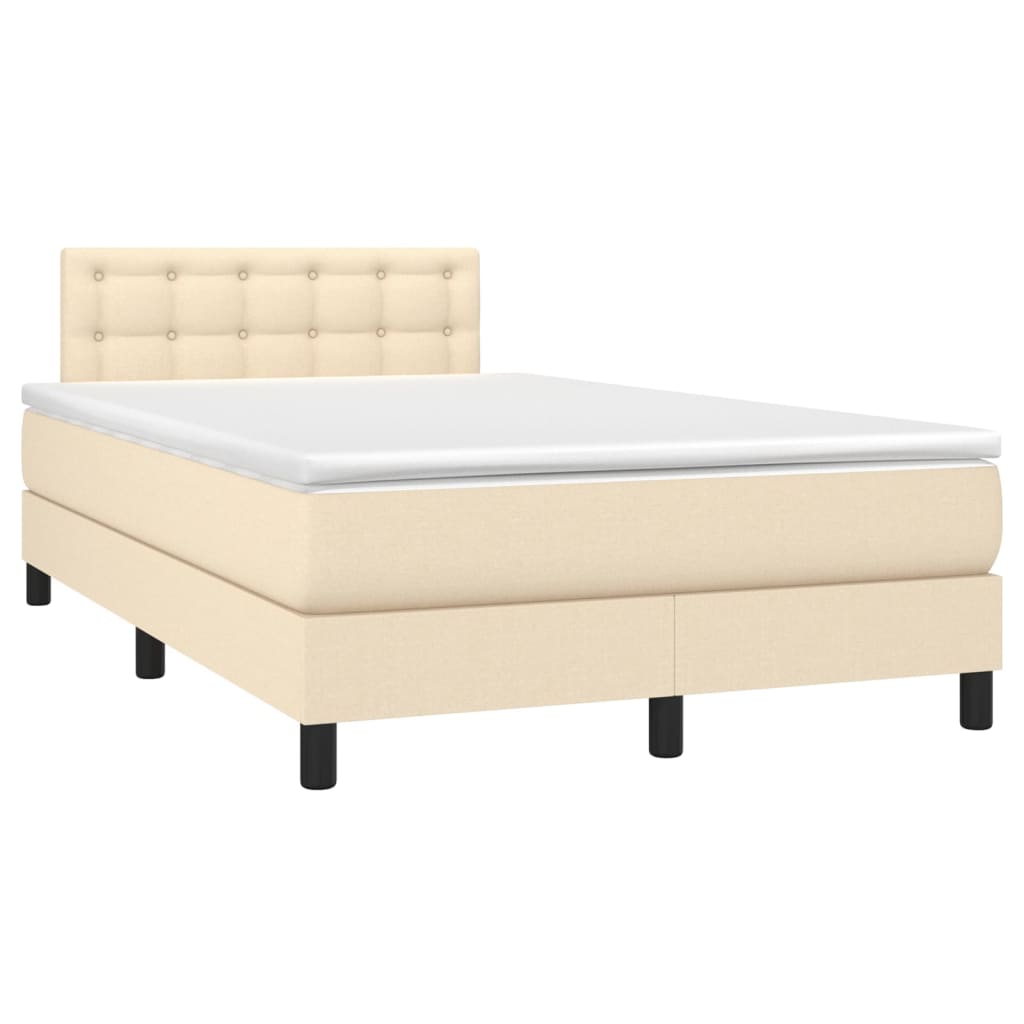 Letto a Molle con Materasso e LED Crema 120x190 cm in Tessuto - homemem39