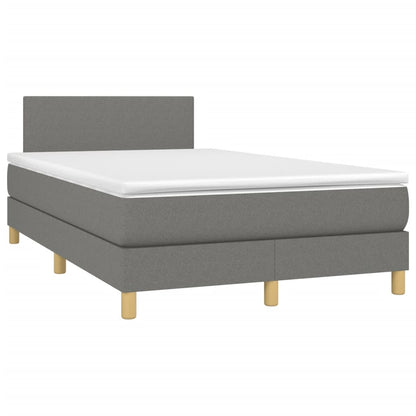 Letto a Molle Materasso e LED Grigio Scuro 120x190cm in Tessuto - homemem39