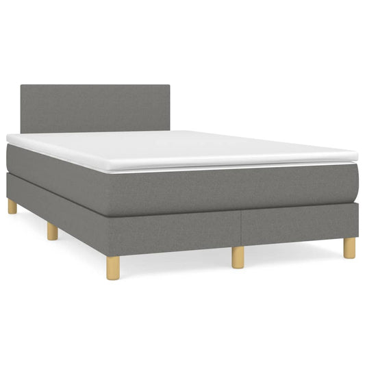 Letto a Molle Materasso e LED Grigio Scuro 120x190cm in Tessuto - homemem39