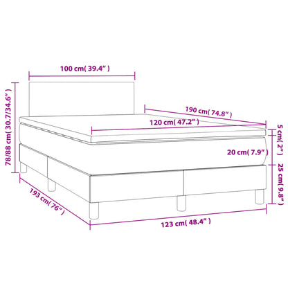 Letto a Molle con Materasso e LED Tortora 120x190 cm in Tessuto | homemem39