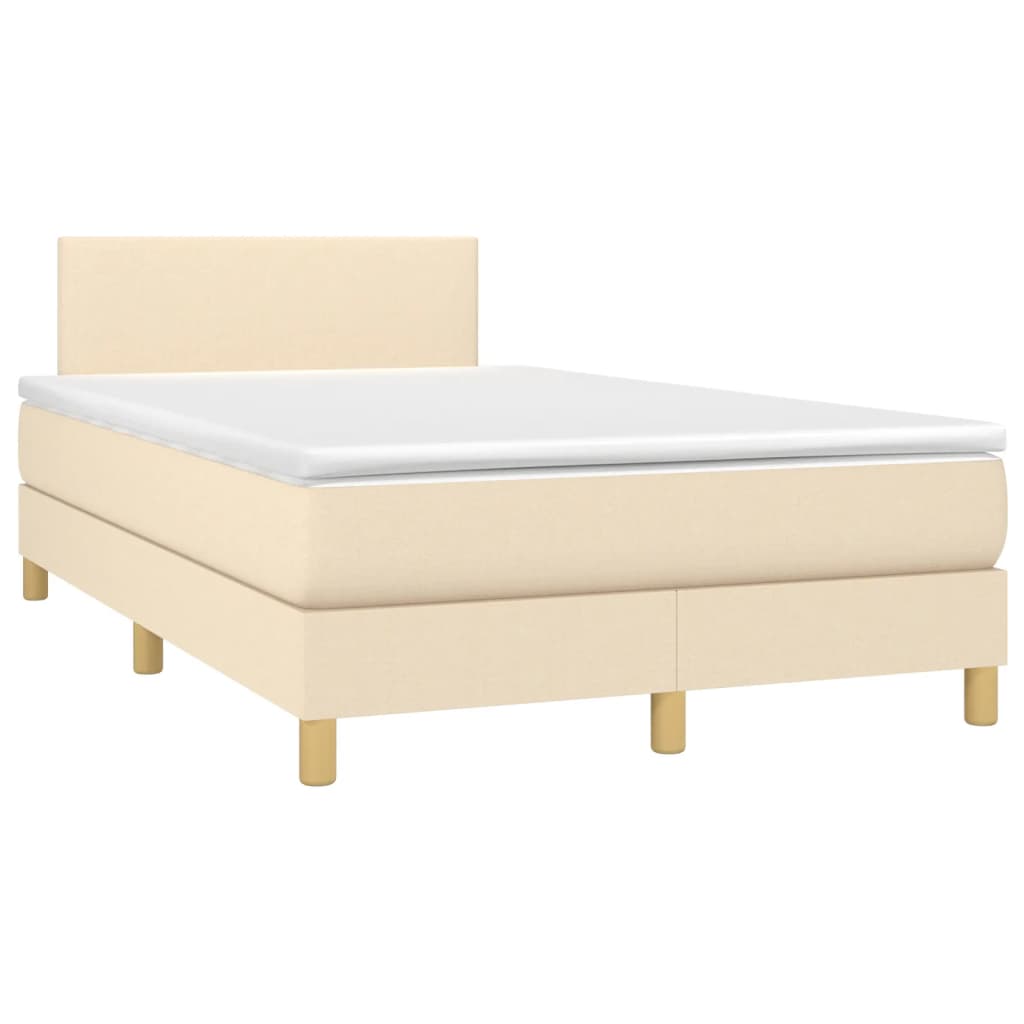Letto a Molle con Materasso e LED Crema 120x190 cm in Tessuto - homemem39
